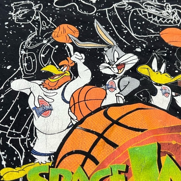 Space Jam Cartoon Basketball Sports Graphic Crewneck Tee Top Shirt - Picture 4 of 7